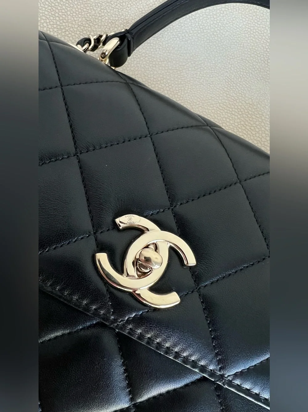 Chanel FLAP BAG WITH TOP HANDLE Lambskin & Gold-Tone Metal - Picture 2 of 16